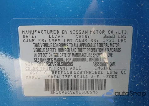 2024 Nissan Kicks Sv Xtronic Cvt from USA, damaged, VIN 3N1CP5CV2RL500595